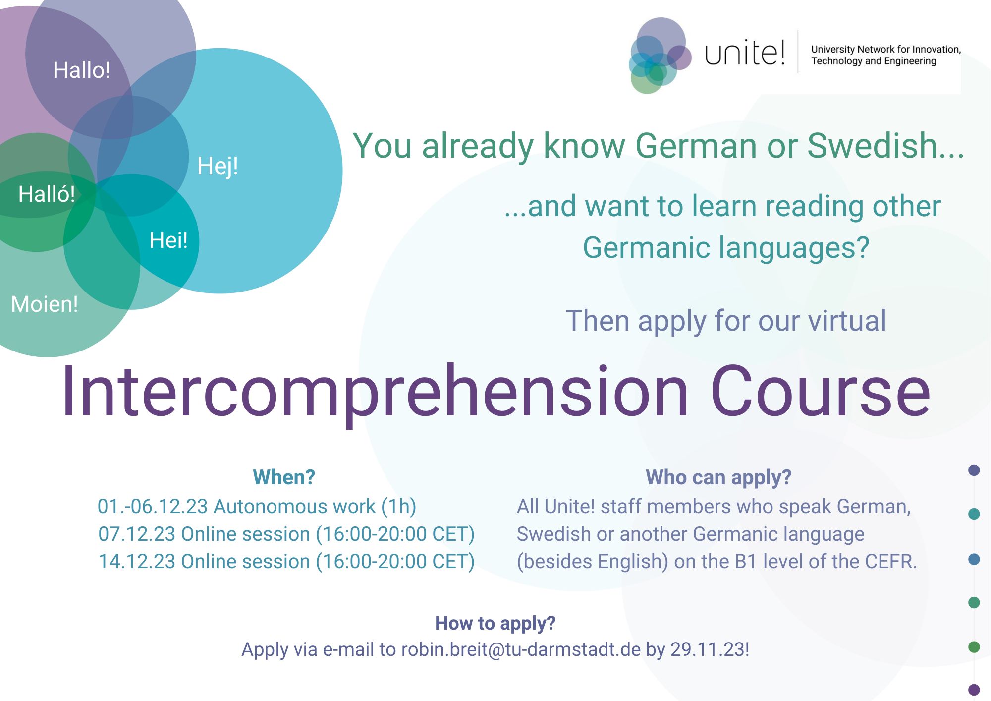 Course Training for Staff: Germanic Intercomprehension - Learn to read other Germanic languages!